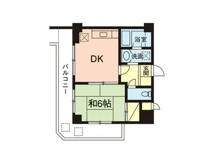 マンションベルベル(1DK/2階)の間取り写真