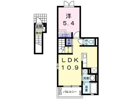 アザレア・ルパレ(1LDK/2階)の間取り写真