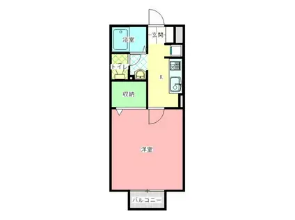 ＪＲ常磐線 水戸駅 バス乗車時間：25分 最寄りバス停で下車 徒歩3分 2階建 築19年(1K/1階)の間取り写真
