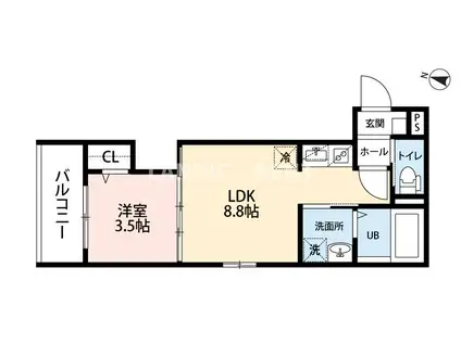 HARU TERRACE(1LDK/1階)の間取り写真