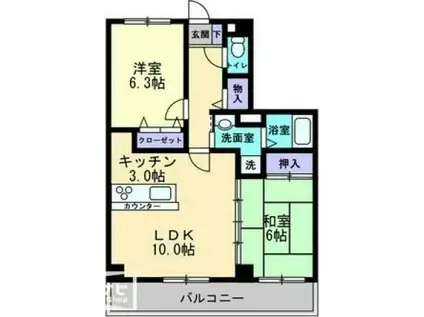 フィネス来夢(2LDK/1階)の間取り写真