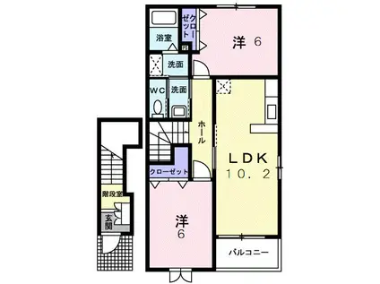 クレール にほづ A(2LDK/2階)の間取り写真