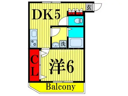 岩井ハイツ(1DK/3階)の間取り写真