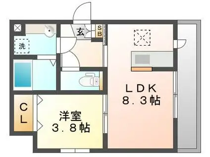 セジュール広島萬象園(1LDK/1階)の間取り写真
