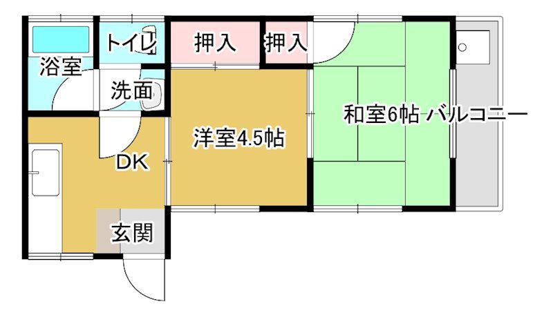 竹本アパート(2DK/1階)の間取り写真