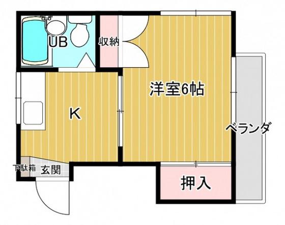 セプト平原(1K/2階)の間取り写真