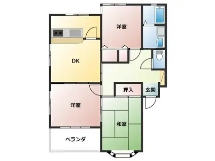 グランドハイツ百北(3DK/1階)の間取り写真