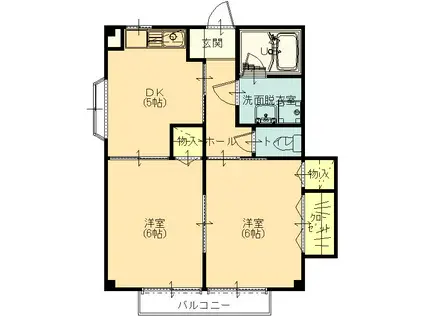 ファミール大島II(2DK/2階)の間取り写真