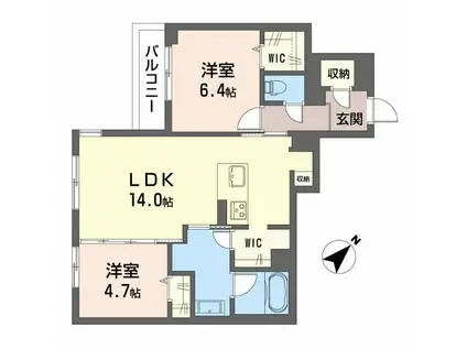 アルセア(2LDK/2階)の間取り写真