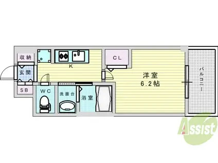 エステムコート新大阪13ニスタ(1K/8階)の間取り写真