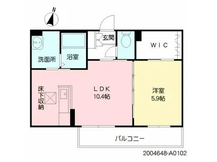 ビューテラス山王A(1LDK/1階)の間取り写真