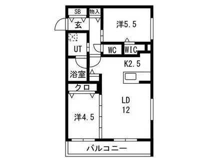アルファグラン末広(2LDK/6階)の間取り写真