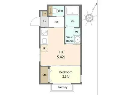 アークテラス八乙女中央(1DK/1階)の間取り写真