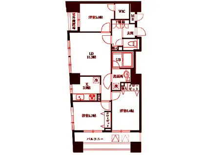 ドゥーエ横浜駅前(3LDK/10階)の間取り写真