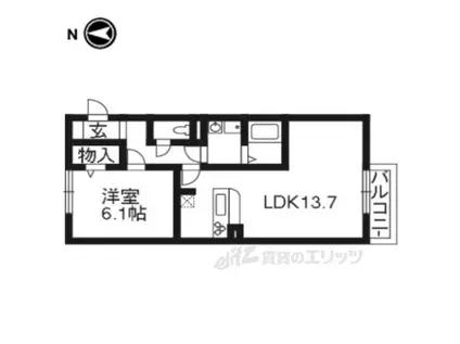 フィエスタ2号館(1LDK/1階)の間取り写真
