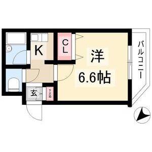 プロクシィスクエア安田通(1K/2階)の間取り写真