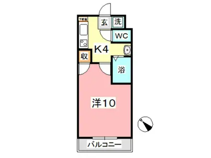 ヴェルニパレ(1K/4階)の間取り写真