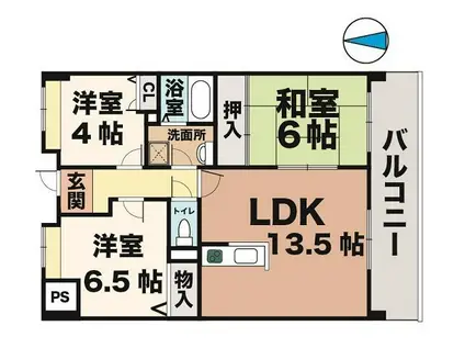 プラザハイツ二ツ屋E(3LDK/3階)の間取り写真