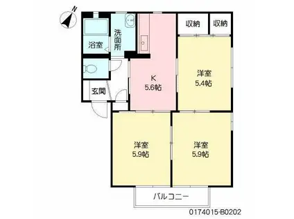 シャーメゾンK B(3K/2階)の間取り写真