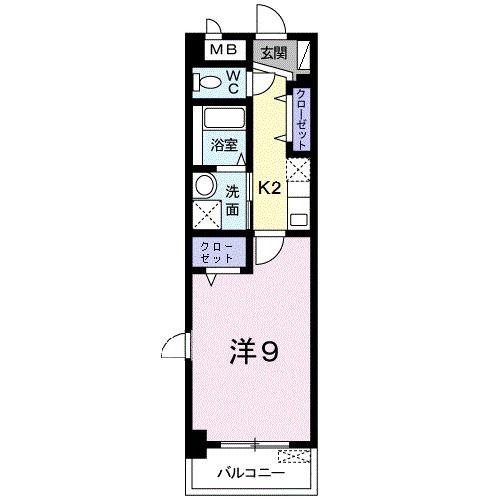 プラシード倉敷(1K/4階)の間取り写真