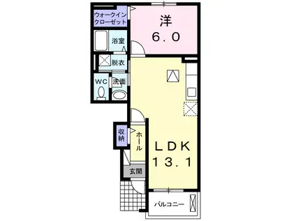 オーブII(1LDK/1階)の間取り写真