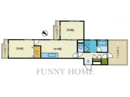 メゾントク(2DK/3階)の間取り写真