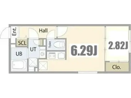 リーデンス今池(1LDK/2階)の間取り写真