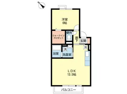 クレール津田沼(1LDK/2階)の間取り写真