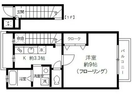 ベルデュール常盤(1K/2階)の間取り写真