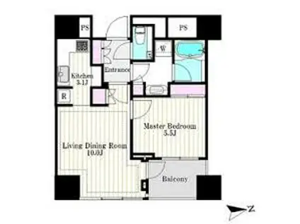 パークタワー芝公園(1LDK/9階)の間取り写真