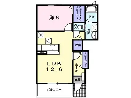 M.Kマンション VIII(1LDK/1階)の間取り写真
