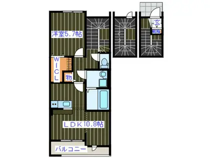 ラ・トゥール広瀬川II(1LDK/3階)の間取り写真