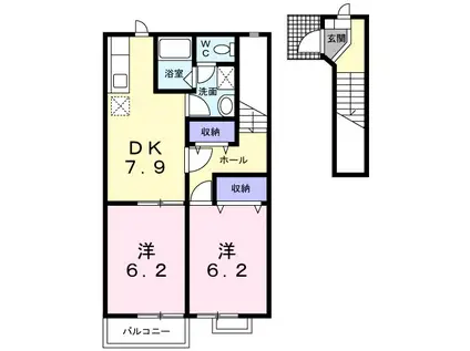 グランリーオ(2DK/2階)の間取り写真