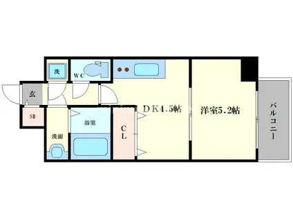 レジュールアッシュ アーバンイール(1DK/11階)の間取り写真