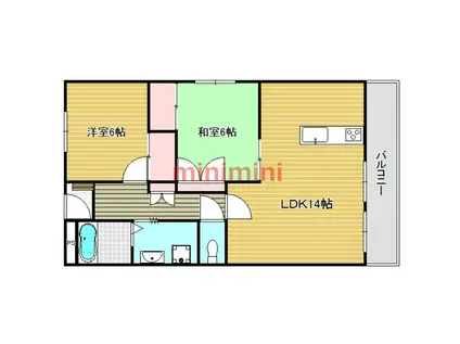 アビタ宮の前(2LDK/2階)の間取り写真