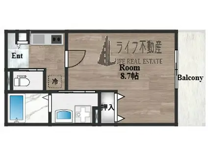 KTIレジデンス弥刀(1K/2階)の間取り写真