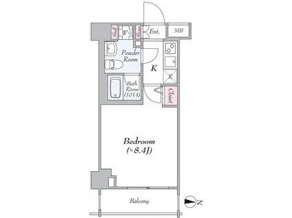 プレール・ドゥーク潮見(1K/8階)の間取り写真
