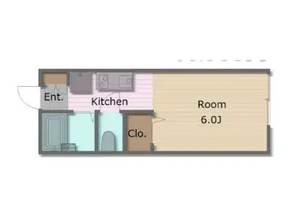 ウェルネス横浜(1K/2階)の間取り写真