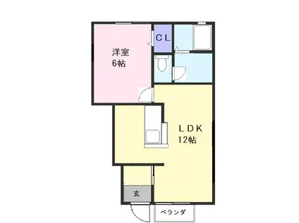 ヴェルデュールB棟(1LDK/1階)の間取り写真