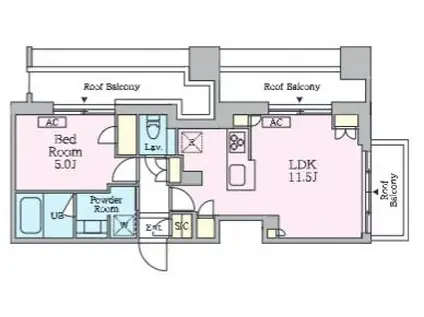 クレストコート旗の台(1LDK/4階)の間取り写真
