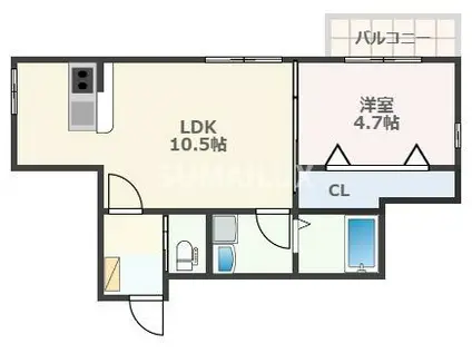 IL GRANDE黒髪(1LDK/1階)の間取り写真