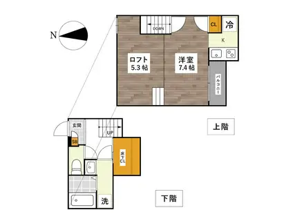 ADC世安クオリア(1K/1階)の間取り写真