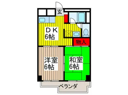 ドムール北浦和(2DK/2階)の間取り写真