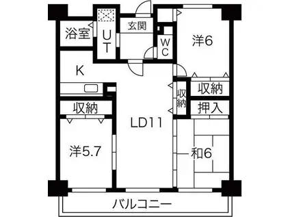 シャンドフルール(3LDK/3階)の間取り写真