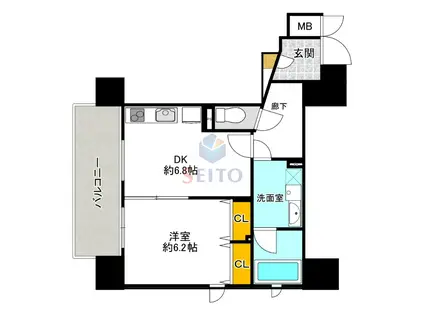 サンレムート江坂セカンド(1DK/7階)の間取り写真