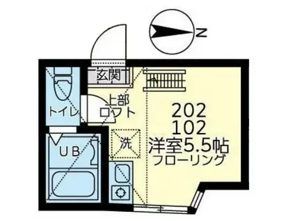 ユナイト戸部リフレクション(ワンルーム/2階)の間取り写真