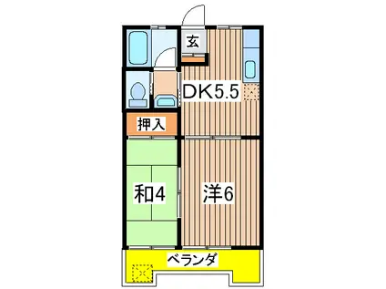 プレディオ長沼(2DK/2階)の間取り写真