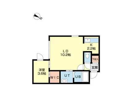 プログレス元町II(1LDK/2階)の間取り写真