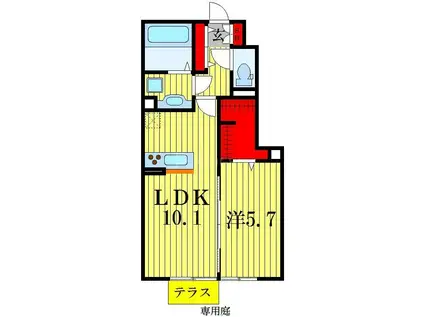 コンフォールコートII(1LDK/1階)の間取り写真