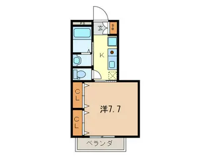 ラ・ヴィーニュII(1K/2階)の間取り写真